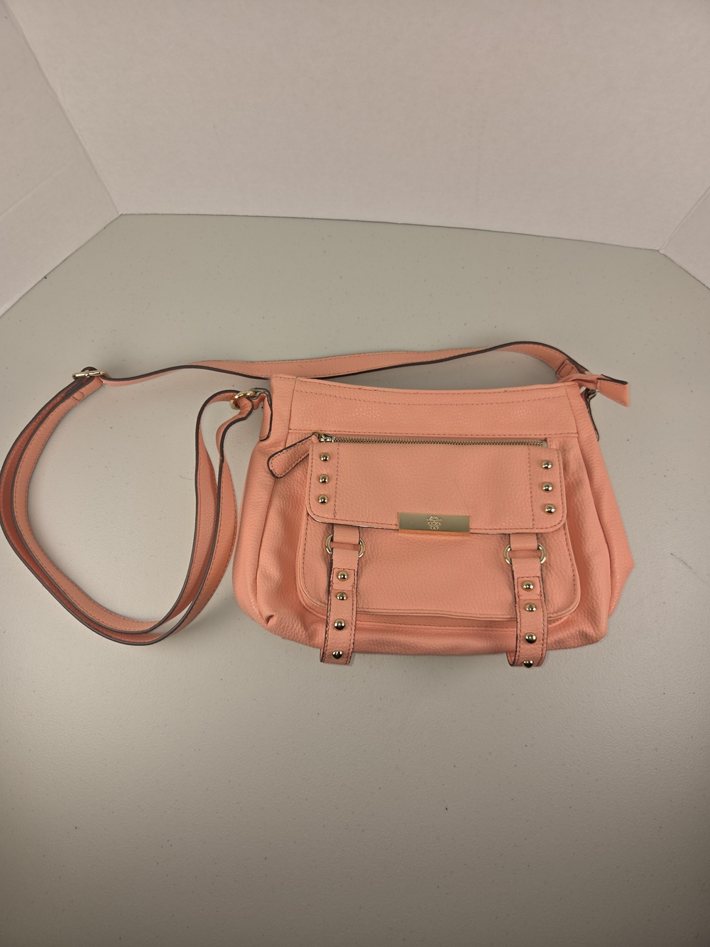 Jessica Simpson Peach Shoulder Bag with Gold-Tone Accents Coral
